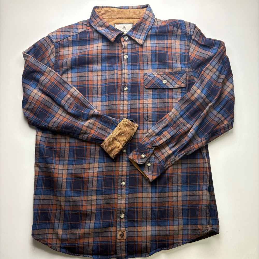 Legendary Whitetails Buck Camp Plaid Flannel Shirt Men's Large‎ Corduroy Collar